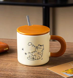 Playful Cat Mug with Spoon 2