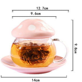 Charming Mushroom Tea Set with Glass Infuser