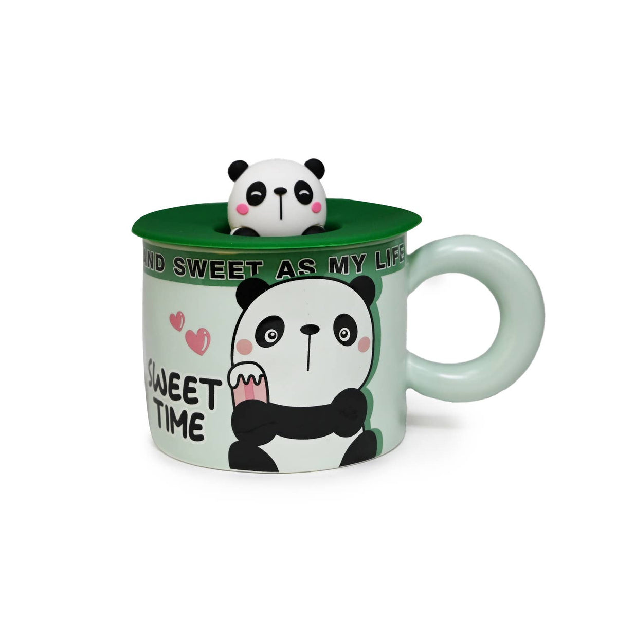 Taza Dizzy Panda con tapa y asa de silicona 