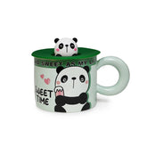 Panda Ceramic Mug with Cute Silicone Lid (12 oz)