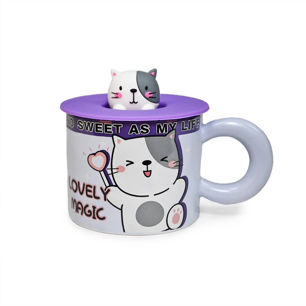 Taza Dizzy Panda con tapa y asa de silicona 