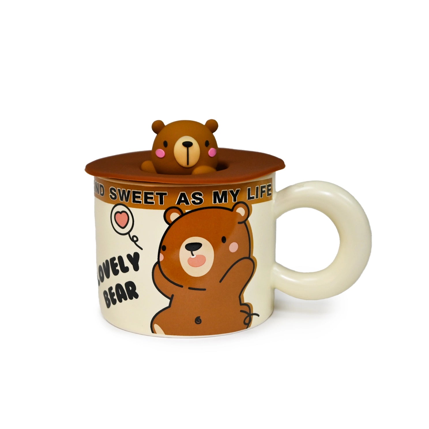 Taza Dizzy Panda con tapa y asa de silicona 