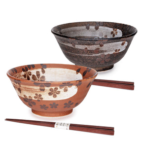 Sakura Nagashi Bowls and Chopsticks: Set for 2