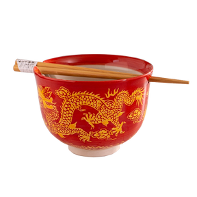 Red Dragon Design 18oz Bowl with Chopsticks Set