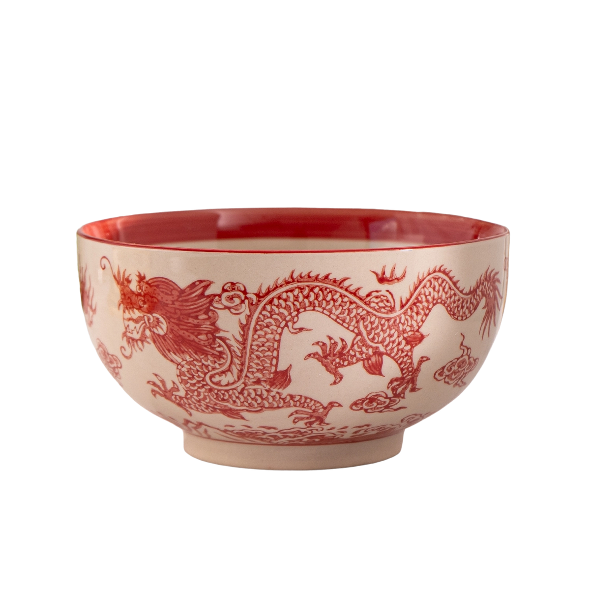 Red Dragon Bowl WITH WOODEN LID AND TRIVET SET