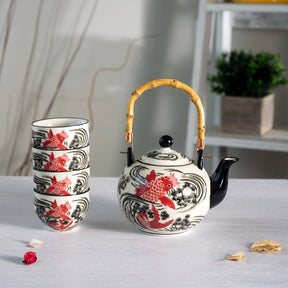 Red Koi Fish Tea Set