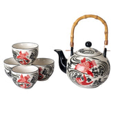 Red Koi Fish Tea Set