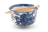 Cloud Dragon Blue Bowl w/Chopsticks