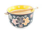 Navy Sakura Bowl w/Chopsticks