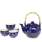 Dragonfly Ceramic Tea Set with Bamboo Handle