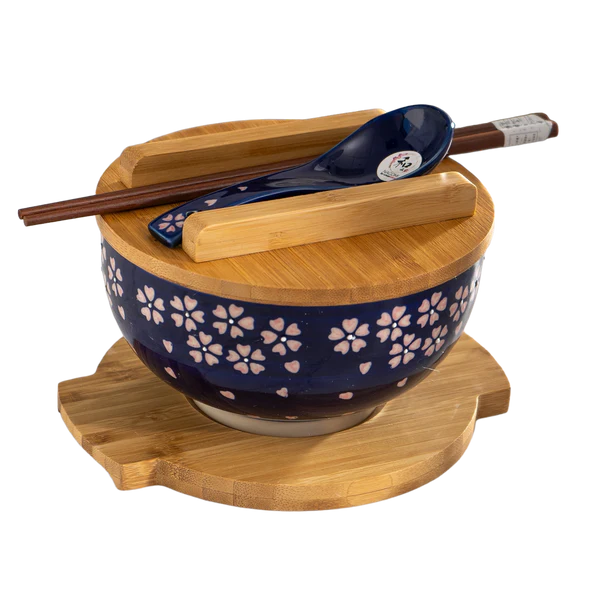 Sakura Cherry Bowl WITH WOODEN LID AND TRIVET SET