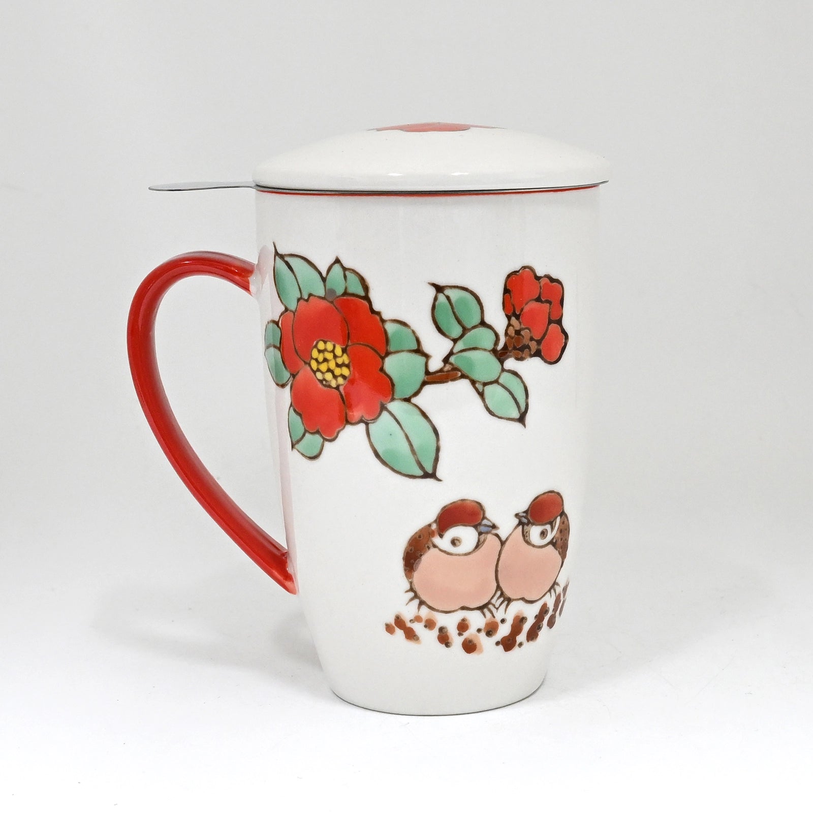 Twin Sparrows Tsubaki Camellia Design 15oz Mug with Infuser