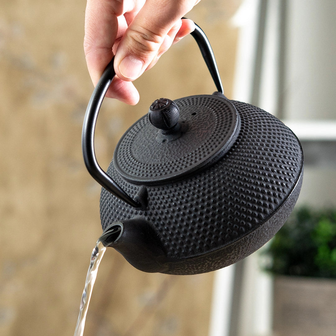 Black Hobnail 27 oz Cast Iron Tea Pot