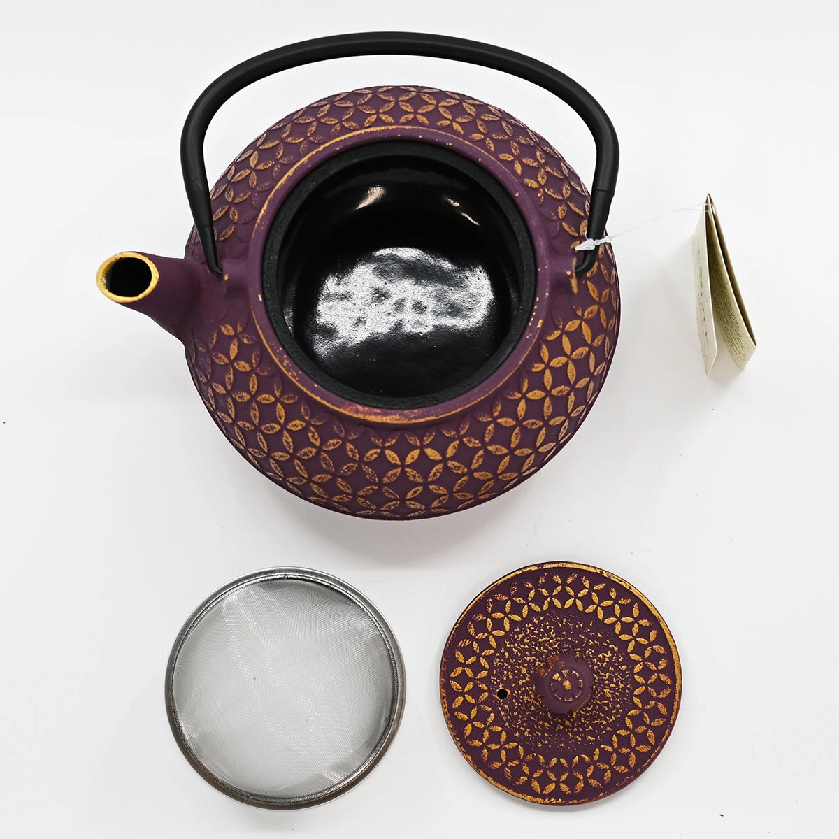 Purple Shippo Design 32 oz Cast Iron Tea Pot