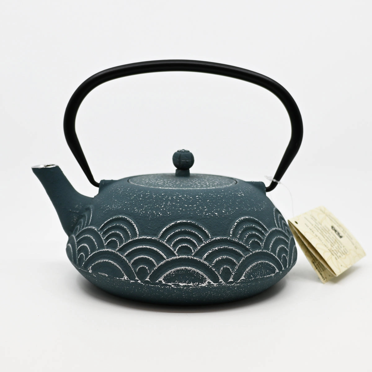 Blue Seigaiha 40 oz Cast Iron Tea Pot