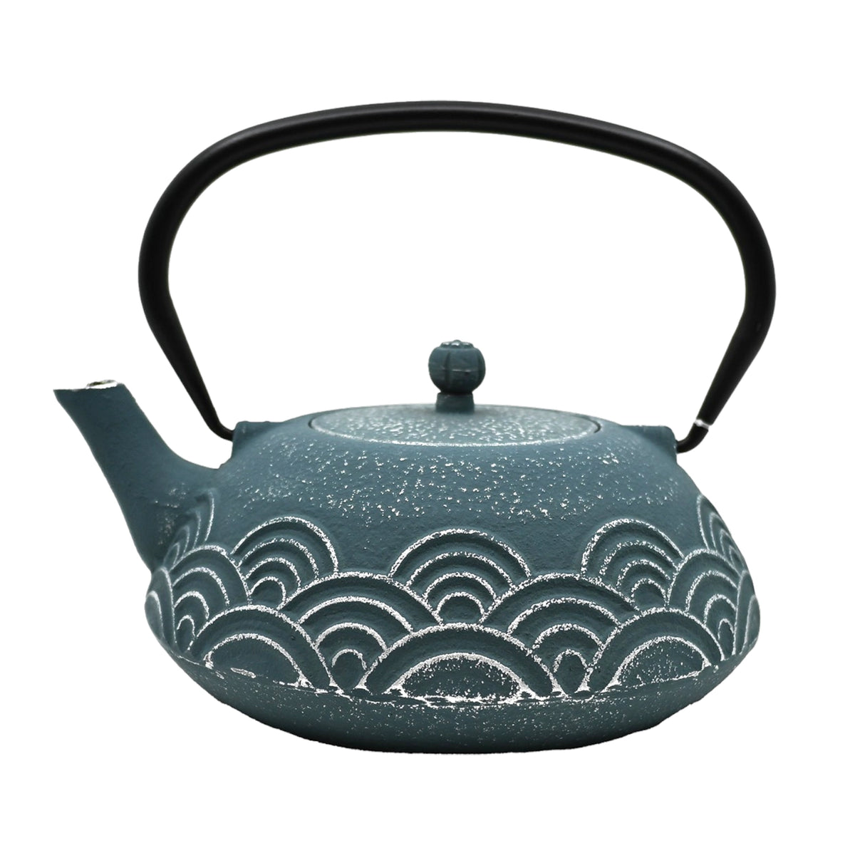 Blue Seigaiha 40 oz Cast Iron Tea Pot