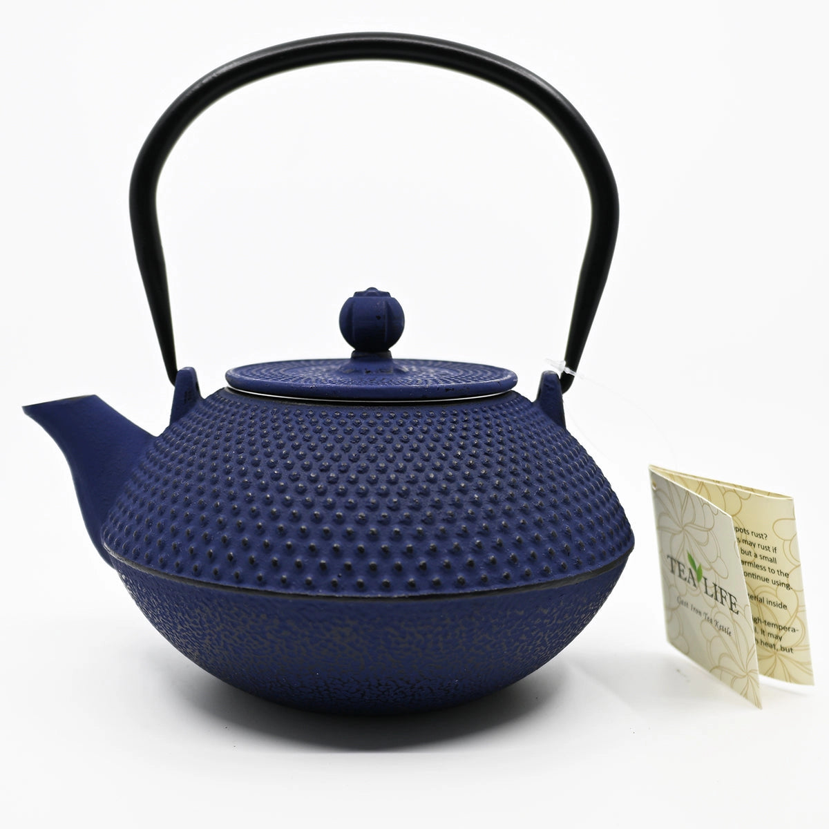 Blue Hobnail Design 44 oz Cast Iron Tea Pot