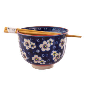 Ume Plum Design 18oz Bowl with Chopsticks Set