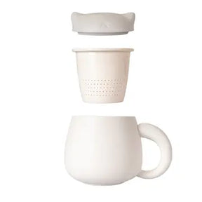 Modern White Cat Mug with Infuser