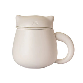 Modern White Cat Mug with Infuser