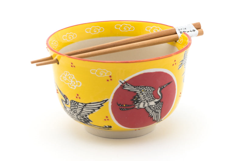 Crane on Yellow Bowl w/Chopsticks