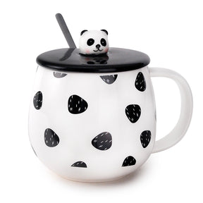 Panda Coffee Mug With Lid And Spoon at Rs 275/piece, Ceramic Coffee Mug in  Mumbai