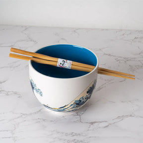 Kanagawa Wave Design Bowl with Chopsticks Set