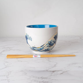 Kanagawa Wave Design Bowl with Chopsticks Set