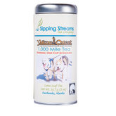 Front of Sipping Streams 1,000 Mile Tea energizing tea in a 2-ounce tin.