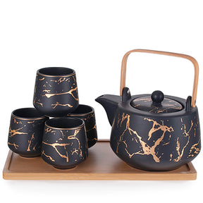 Marble Tea Sets with Bamboo Tray