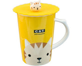 Yellow Cat Mug with Silicone Lid