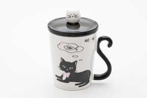 Cat Mug with Lid and Spoon
