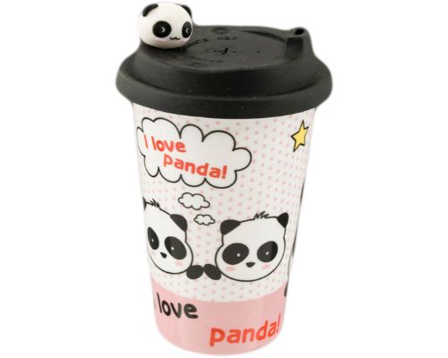Taza I Love Panda con tapa de silicona 