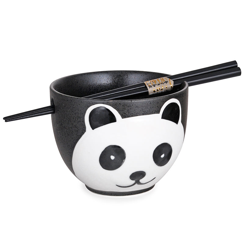 Black Panda Bowl w/Chopsticks
