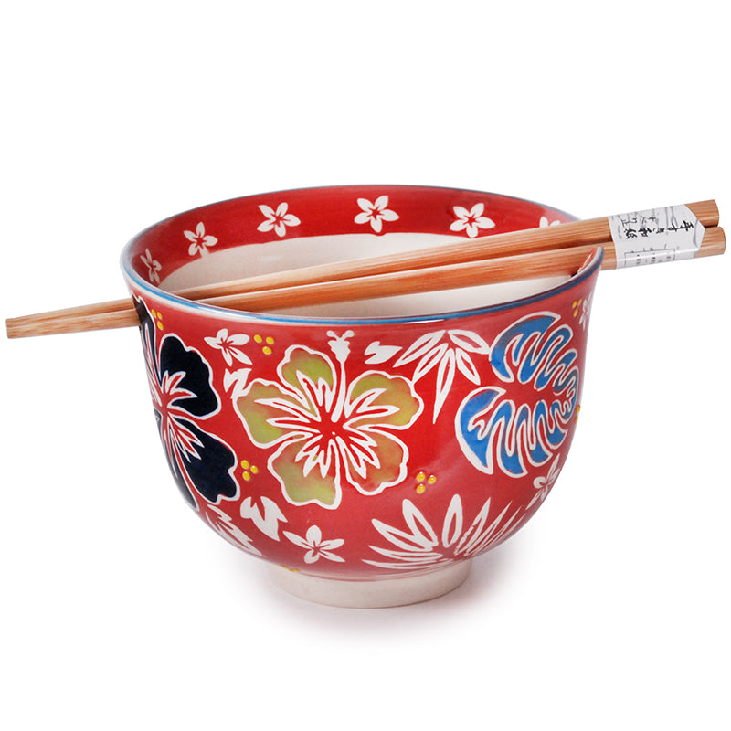 Red Maui Bowl w/Chopsticks