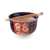 Oriental Flower Bowl w/Chopsticks
