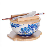 Wave Canoe Bowl With Wooden Lid and Trivet Set