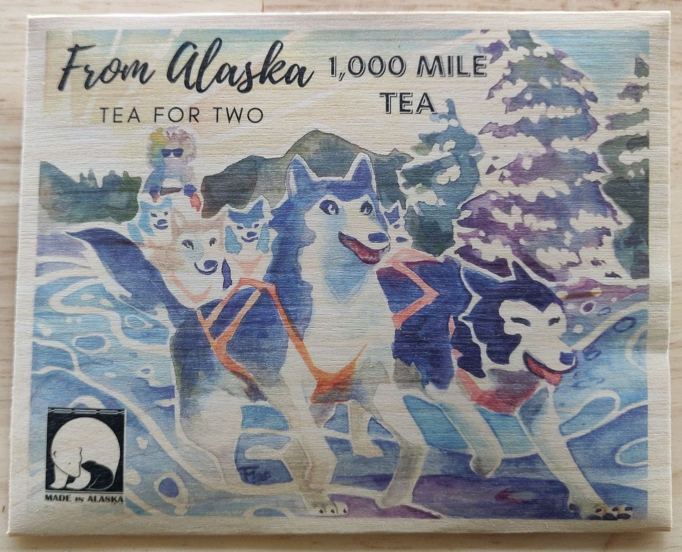 1,000 Mile Tea for 2 Wooden Postcard
