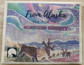 Té Northern Serenity para dos postales de madera