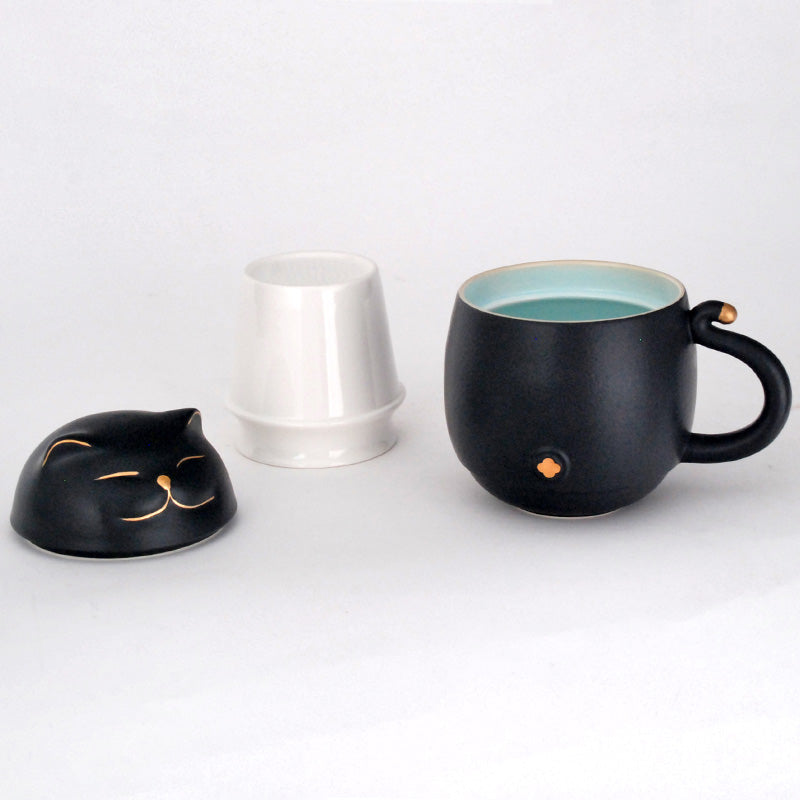 Black cat mug with infuser
