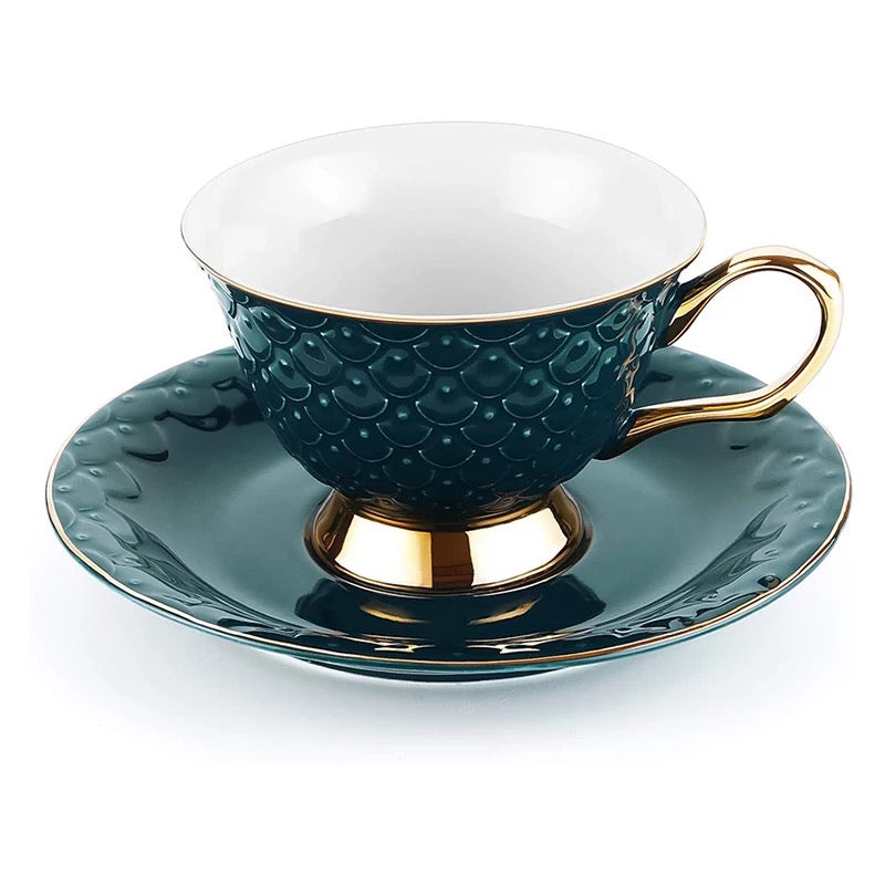 Emerald Tea Cup and Saucer with Spoon
