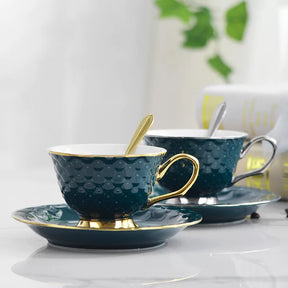 Emerald Tea Cup and Saucer with Spoon